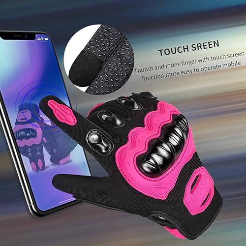 Miniatura 3 de ELCYCO Guantes de motocicleta para mujer con pantalla táctil, para verano, motocicleta, motocross, para carreras de carretera, ciclismo, escalada y