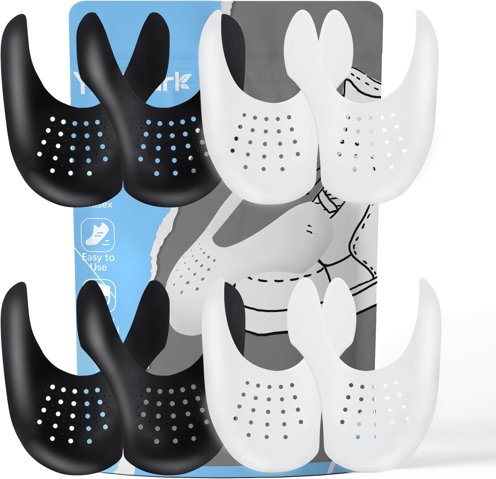 Creases Protector for Shoe Sneakers:AF1s, Dunks and More,4 Pairs Anti Creases Protector for Men's 7.5-13 Women's 5-9