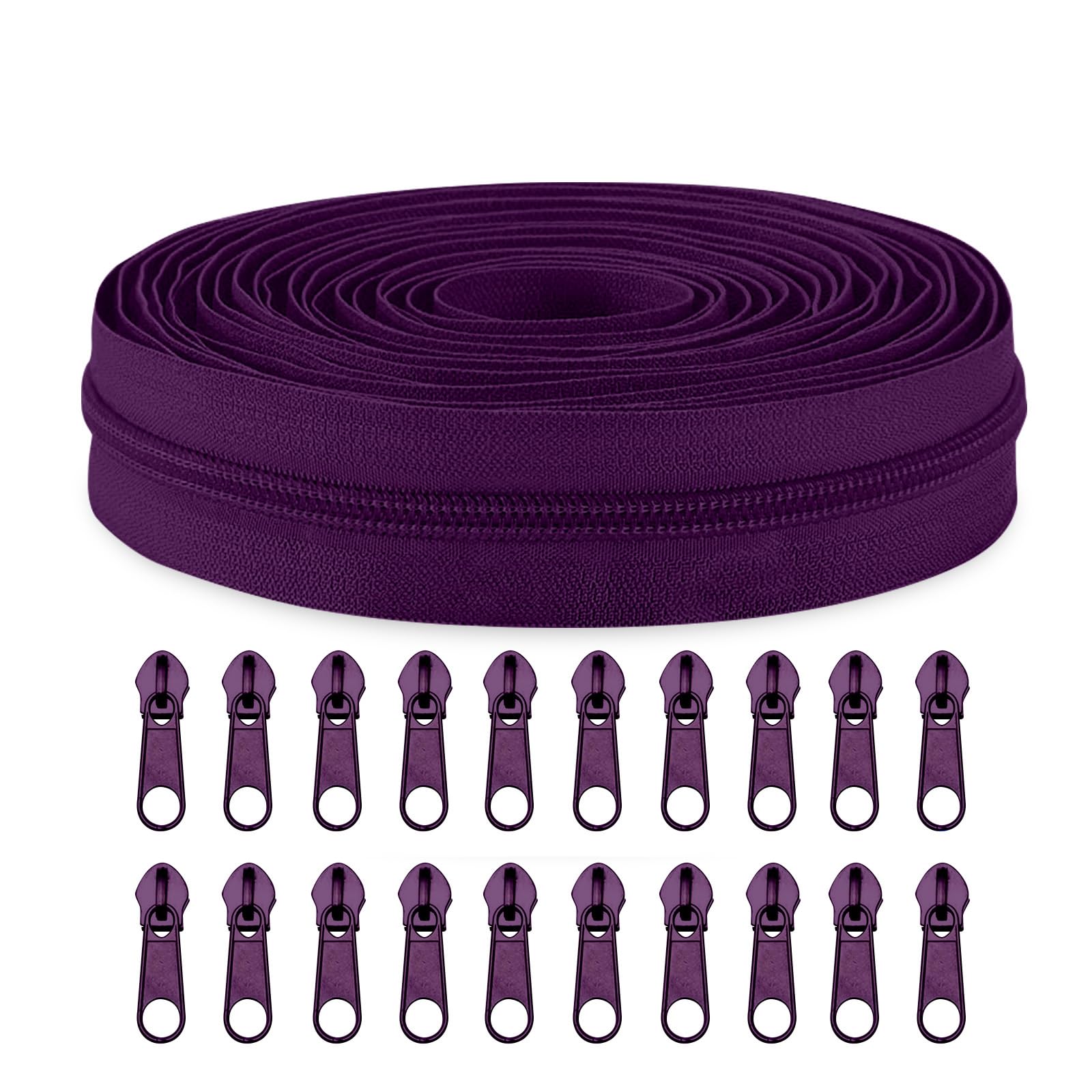 Sawoake #3 Nylon Coil Zippers by The Yard Bulk 10 Yards with 20pcs Zipper Sliders for DIY Sewing Tailor Craft Bag Garment Home Textile…(Palatinate)