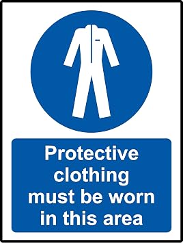 Mandatory signs protective clothing must be worn in the area Safety sign - 1.2mm Rigid plastic 200mm x 150mm