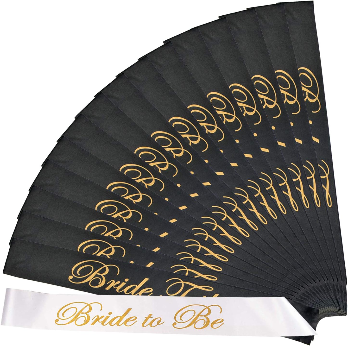 ANDERK 16 Pieces Bride to Be Sashes Set, 15 Pieces Black with 1 Piece White Sash's Gold Text for Hen Night Party Wedding Ladies Night Out