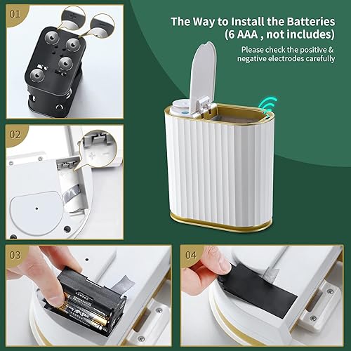 Miniatura 3 de MOPUP Cubo de basura pequeño sin tacto para baño con difusor de aceite esencial cubo de basura automático de 7 litros con tapa cubo de basura