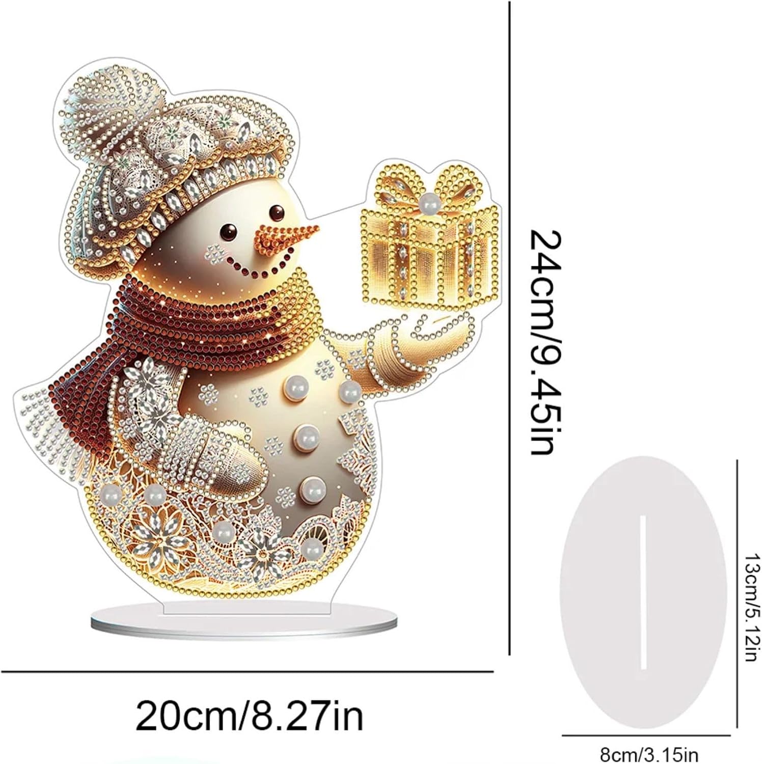 ARTopet 4Pcs DIY Diamond Desktop Ornament Winter Snowman Acrylic Special Shaped Crystal Diamond Art Painting Tabletop Ornaments Single Sided Diamond for Home Decor