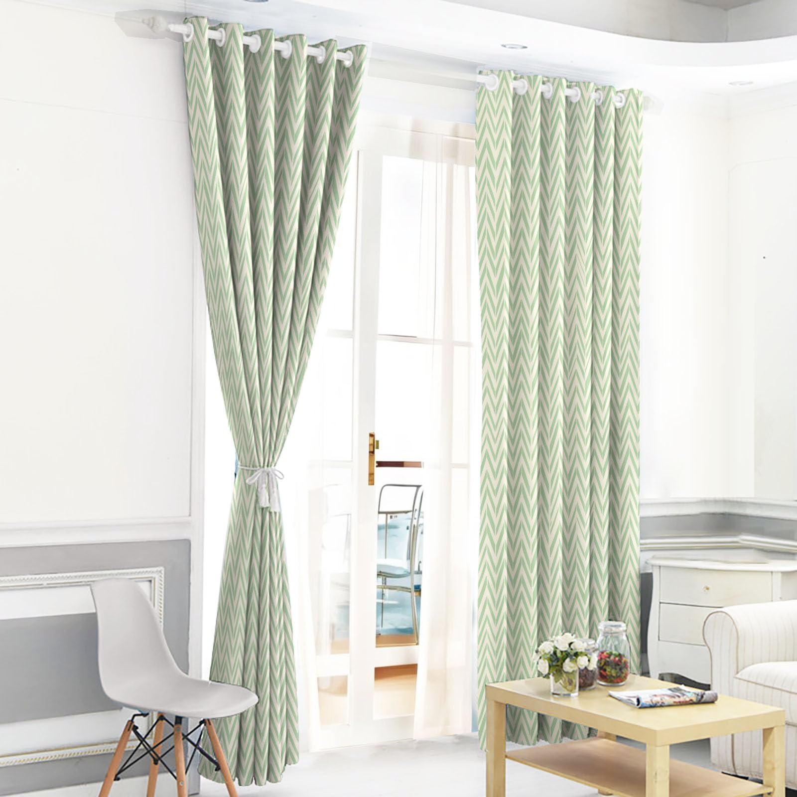 Cortinas Opacas con Estampado Rayas Retro Dormitorio, 140×160 CM, con Estampado de Espiga Simple CaíDas con Ojales, Aislamiento TéRmico Crema, ReduccióN De Ruido, Juego De 2