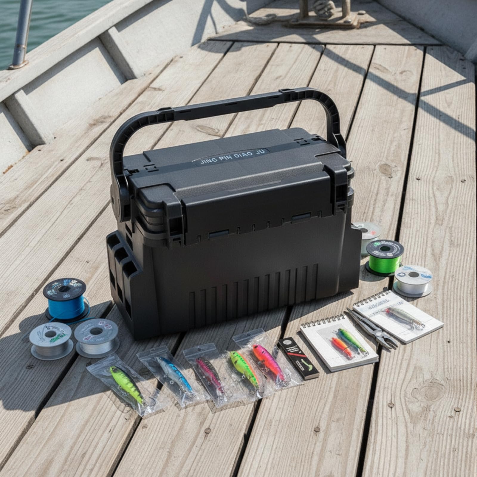 Contenitore per Linee Esche Resistente | Compatta, Scatola per Esche, Portatile, Cassetta Porta esche Esche, Barca, Molo