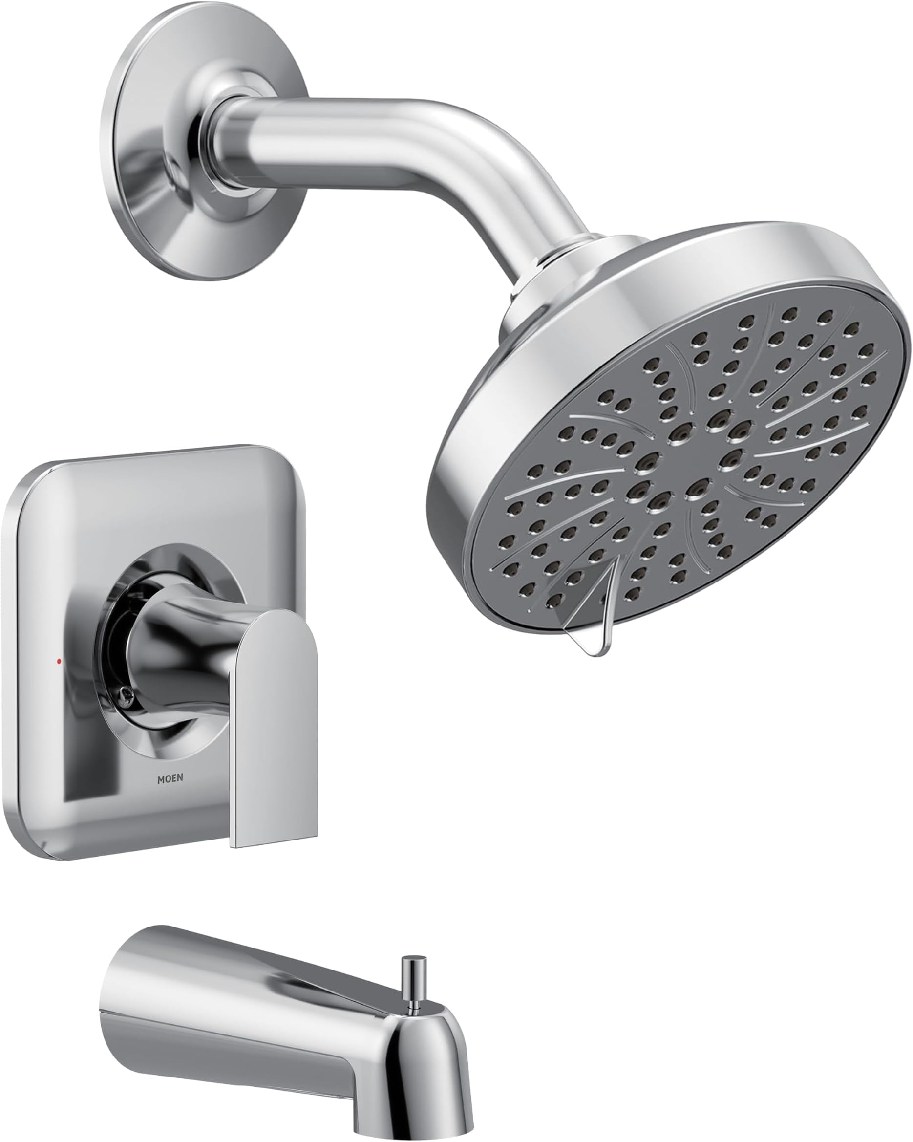 Moen Genta LX Pressure Balancing Modern Shower Set with Showerhead Lever Handle, and Tub Spout, Posi-Temp Valve Required, Chrome, T2473EP