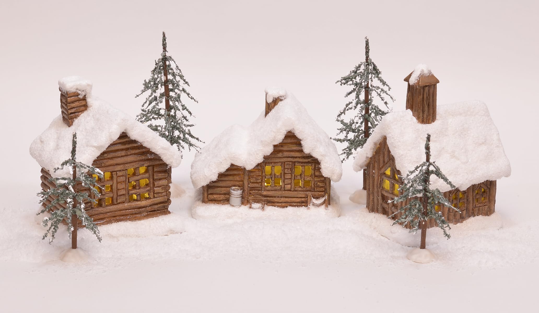Luces LED en decoración rústica de pueblo de invierno Mark Feldstein con 8 piezas detalladas