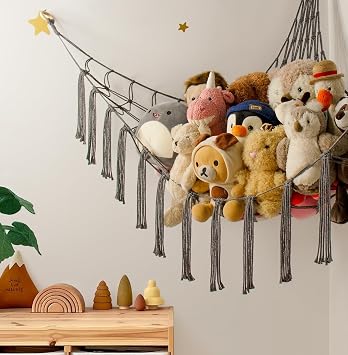 mirolam Teddy Hammock - Toy Storage Hammock for Stuffed Animals - Teddy Bear Storage - Soft Toy Storage Net - Nursery Preppy Room Decor