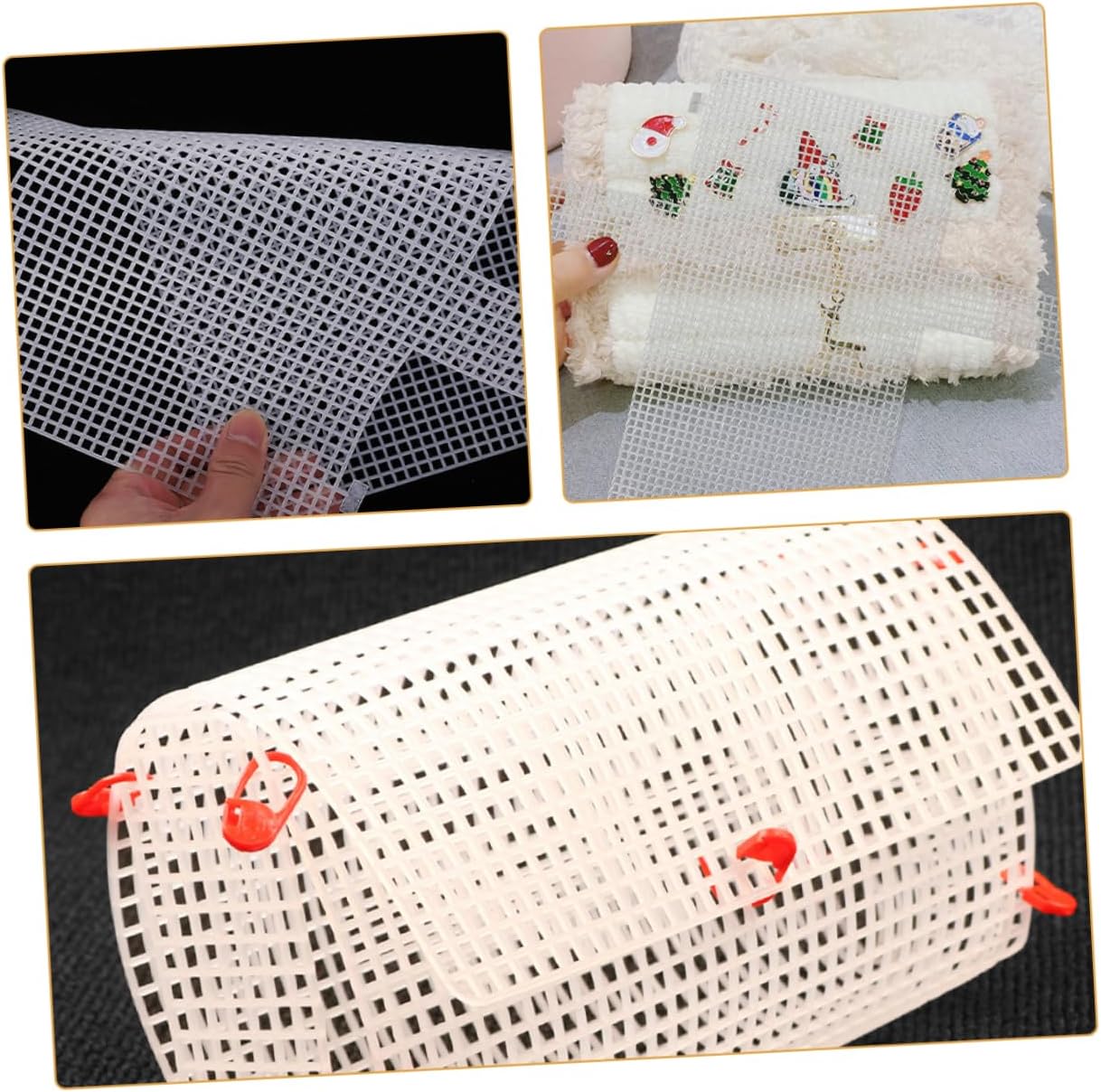 Hohopeti 10pcs Mesh Material Crafts DIY Plastic Mesh Canvas Sheets Cross Stitch Plastic Plate Handmade Purse Bag DIY Sewing Bag Form Handbag Canvas Wallet Weaving Plate Knitting