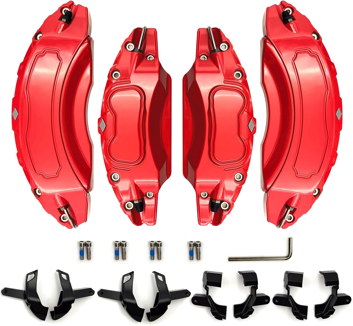 Caliper Covers Set of 4 Compatible with Highlander Accessories 2022-2024,18 Inch 20 Inch Wheel Hub Size Red Front and Rear Caliper Covers With Stickers KOREPRO