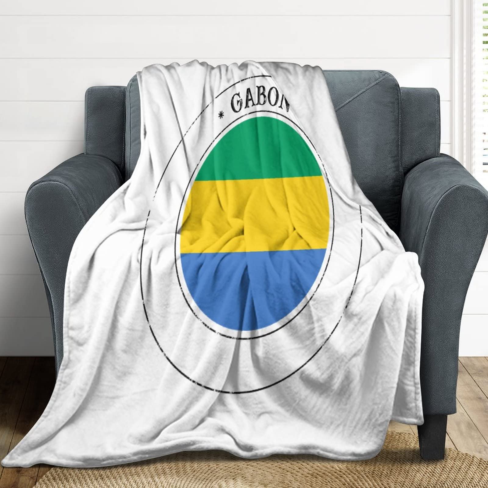 Couverture de lit en flanelle drapeau Gabon pour réchauffer vos nuits fraîches