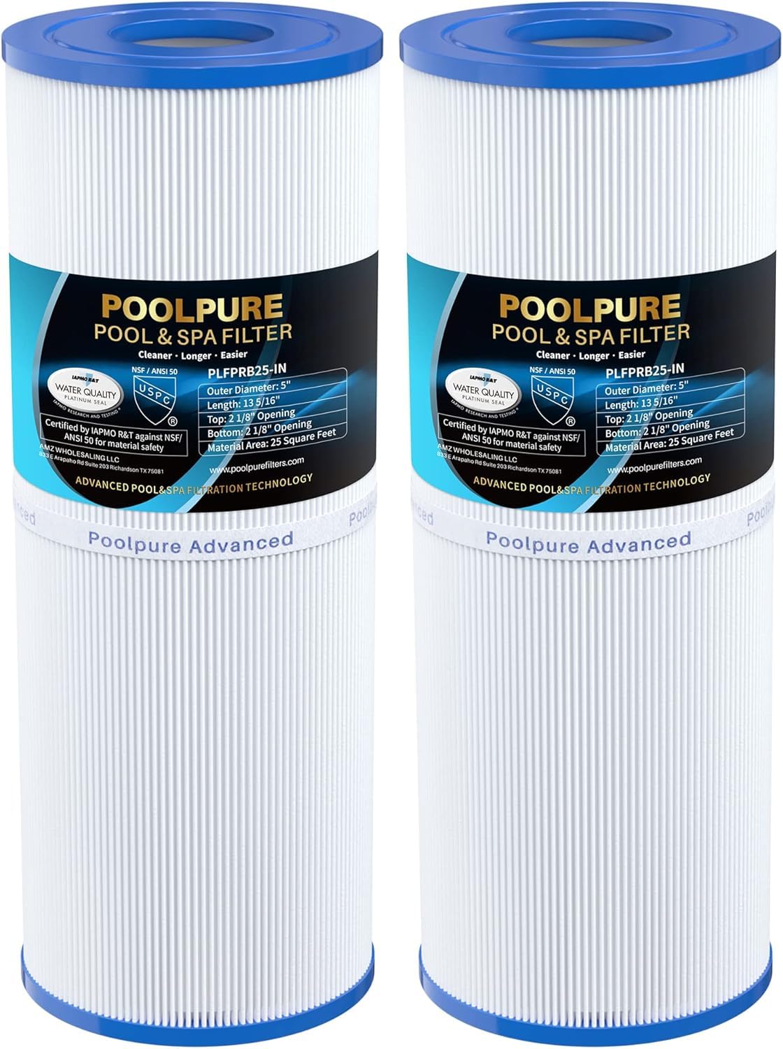 POOLPURE 2X Filtros de SPA para el reemplazo de la bañera de hidromasaje para Pleatco PRB251N, Filbur FC-2375, Unicel C-4326
