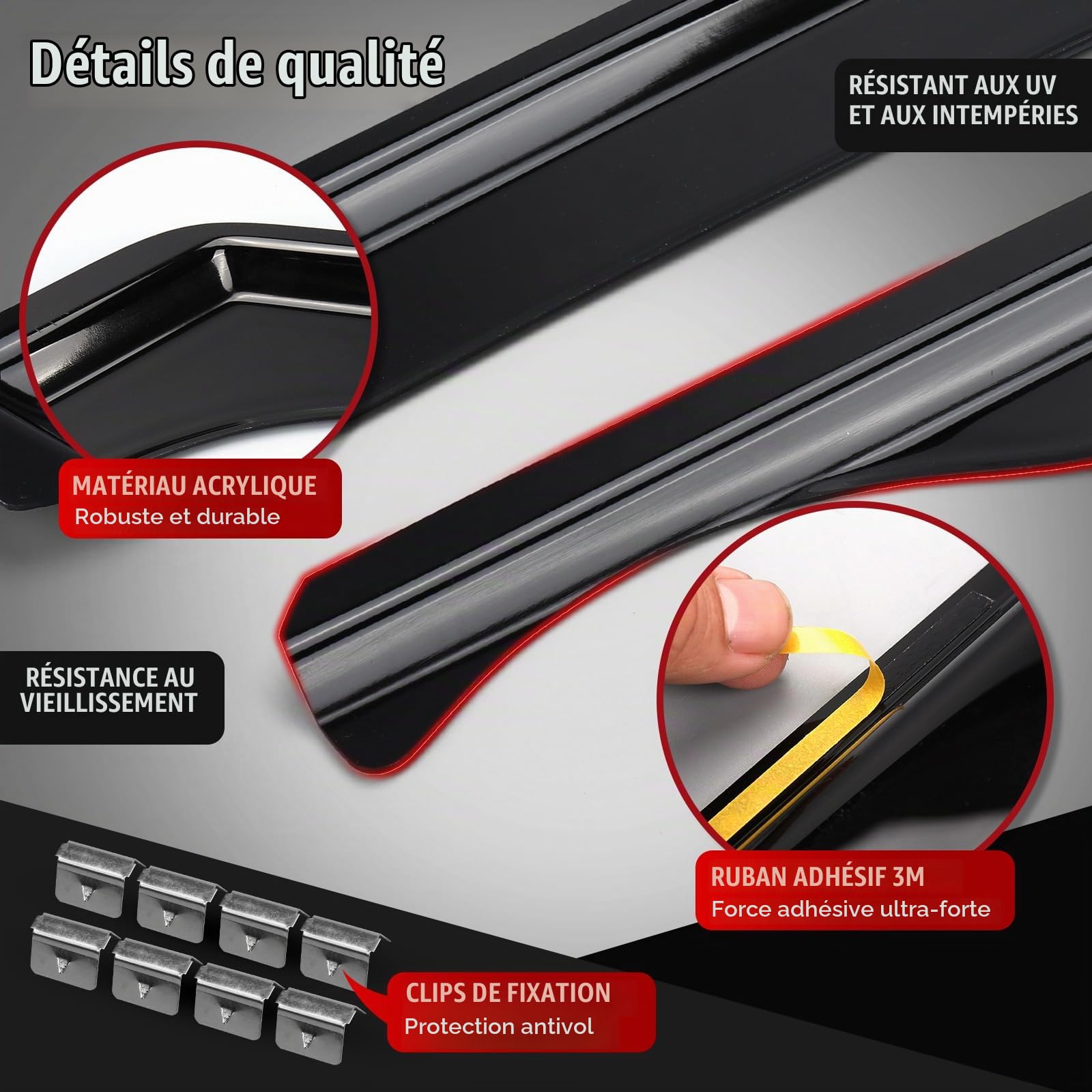 Déflecteurs De Vent Pluie d'air Compatible avec VW T-Ouran 2003-2015, 4 pièces Deflecteurs d'air Déflecteurs de Vent Montage Facile