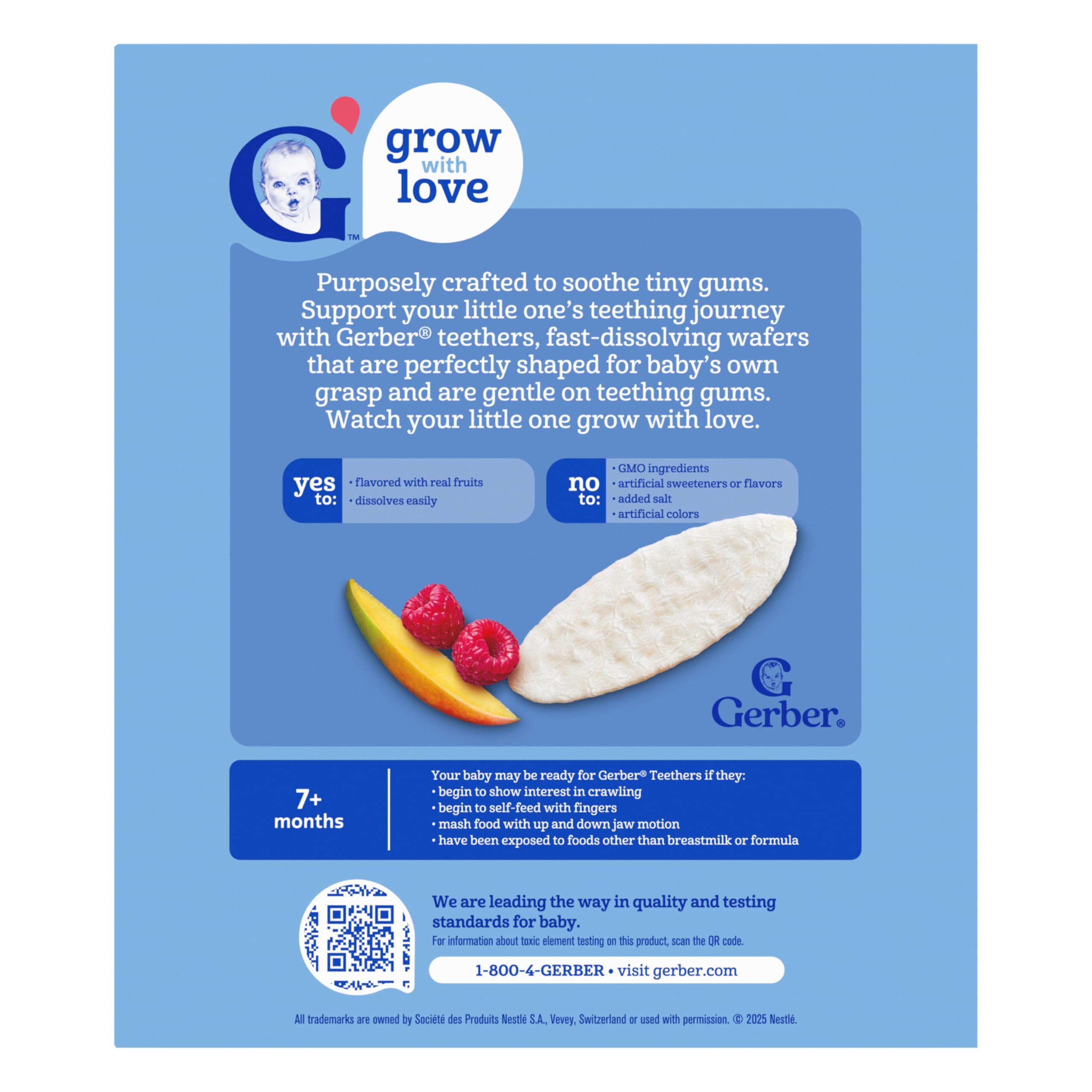 Gerber Snacks for Baby Teethers, Gentle Teething Wafers, Mango Raspberry, 1.7 Ounce, 12 Count Box (Pack of 6)