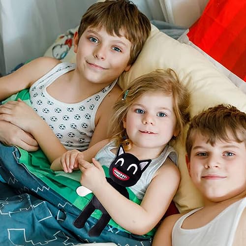 Miniatura 7 de Juguete de peluche de gato de dibujos animados negro, suave y abrazado animales de peluche, muñeca de felpa para niños, regalos de cumpleaños para