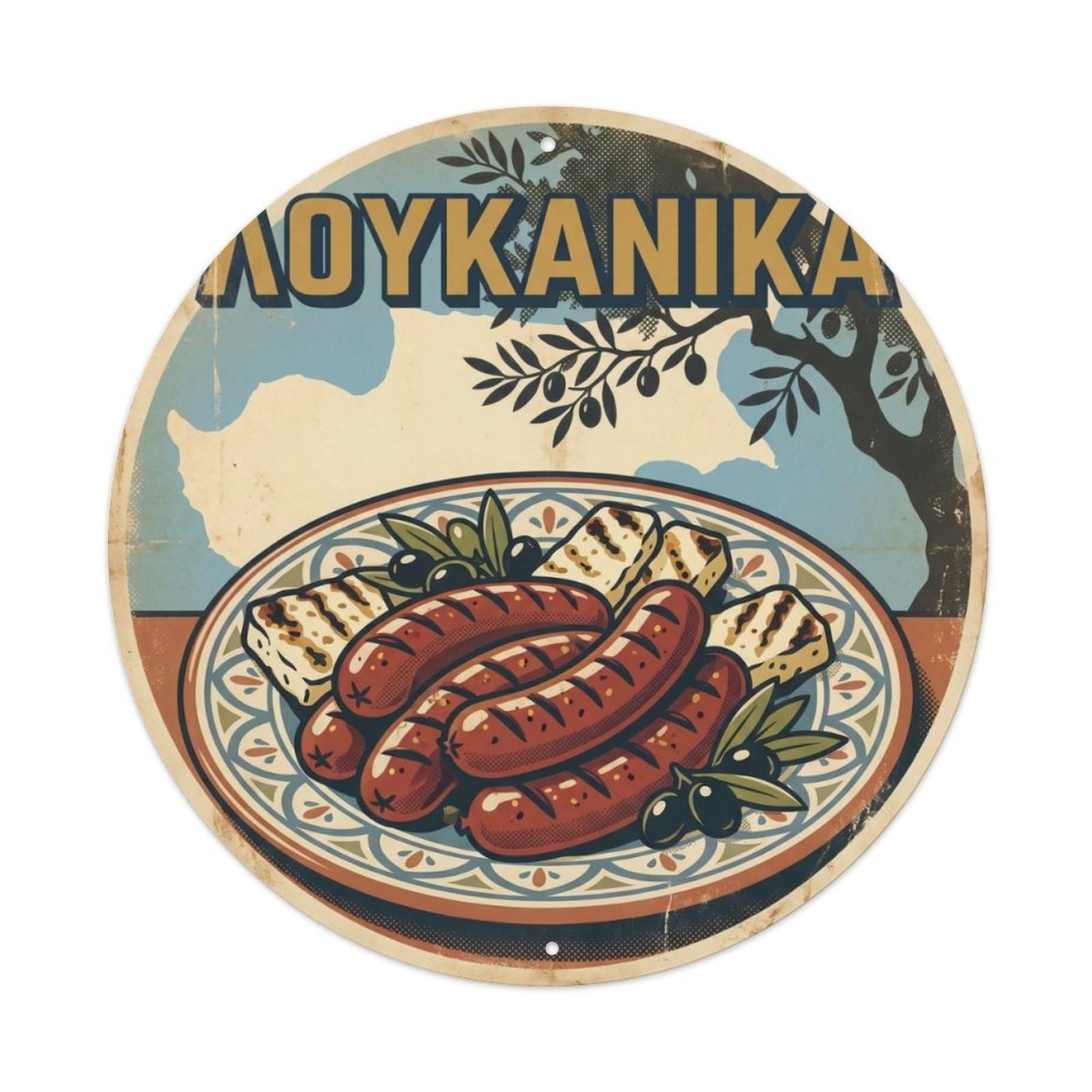 Greek Loukanika Sausage Food Culture Retro Metal Tin Sign