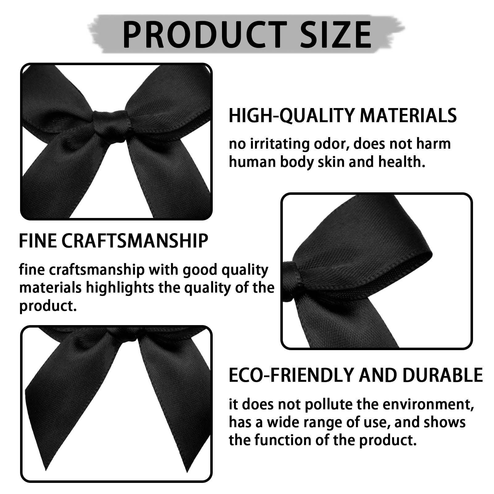 Jisrcha 60 Fiocchi, Fiocchetti Piccoli per Decorazioni, Fiocchetti per Bomboniere per Matrimoni, Confezioni Regalo, Artigianato, Compleanni, Decorazione di Sacchetti per Merenda, Regali Natale(Nero)