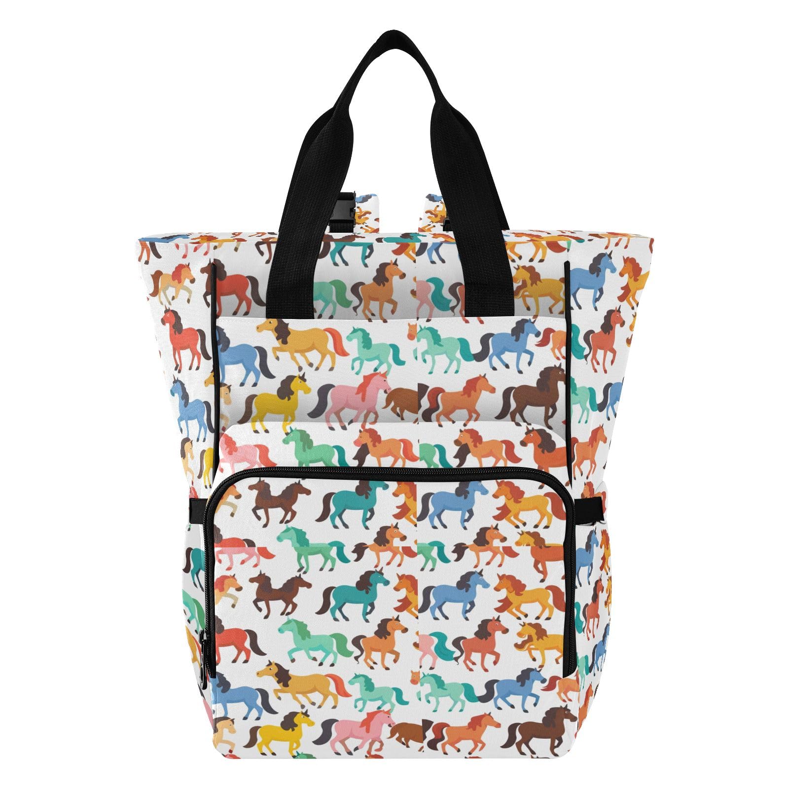 Mnsruu Borsa per pannolini per bambini con cavallo giallo verde borsa grande borsa impermeabile da viaggio borse per pannolini per mamme e papà
