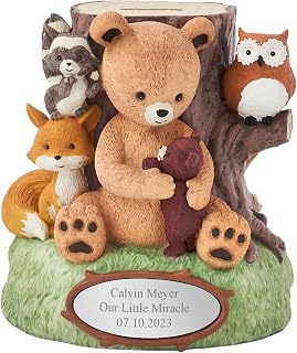THINGS REMEMBERED Engraved Woodland Animals Resin Coin Bank (Free Customization), Baby Boy or Girl Keepsake Piggy Bank, Nursery Decor
