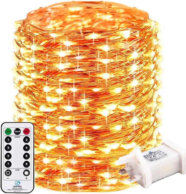 RcStarry 1000 LED 100M Led String Lights, Remote&Timer 8 Modes Copper Wire Fariy Lights Plug in,IP65 Warterproof for Outdoor, Indoor, Wedding,Christmas, Garden, Gazebo and More,(Warm White)