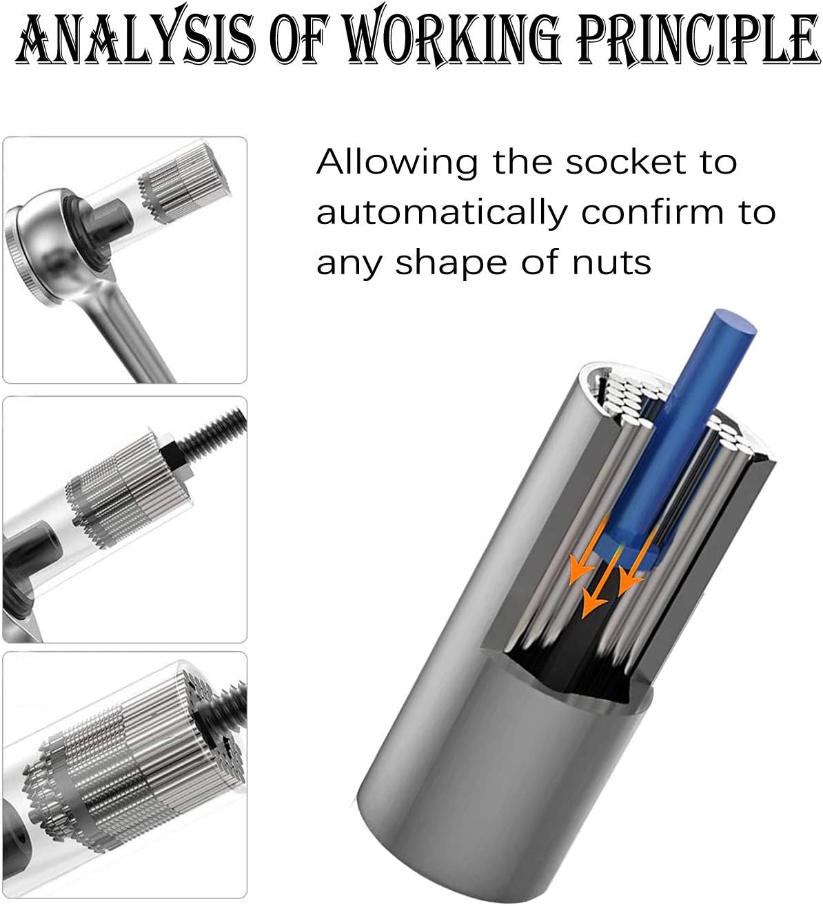 Universal Socket, Self-adjusting Socket 1/4'' - 3/4'' 7mm-19mm, Adapter Socket for Wrench Ratchet & Power Drill, Super Grip Socket, Christmas Stocking Stuffers Tools
