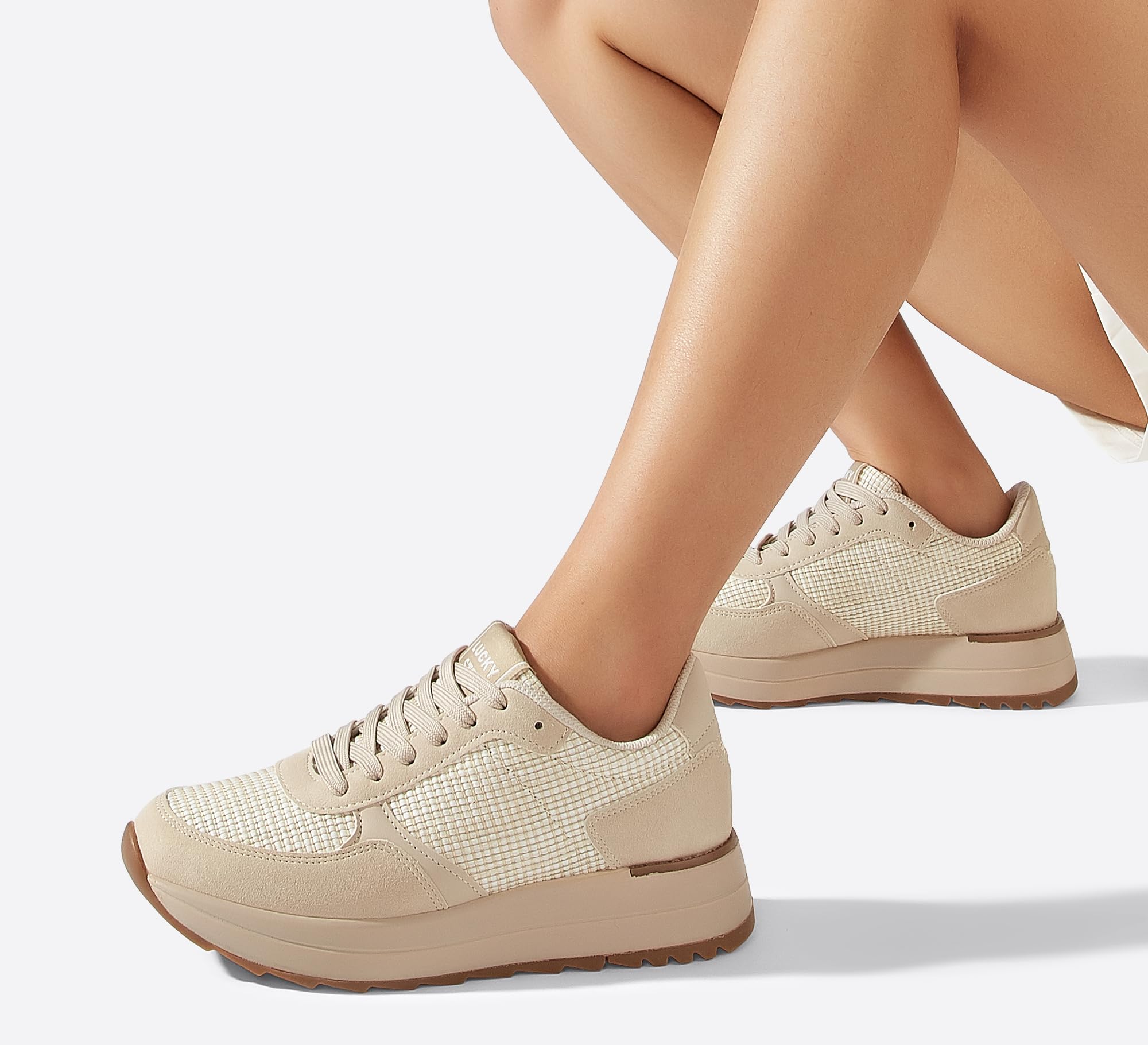 LUCKY STEP Zapatillas para Caminar de Mujer | Zapatillas de Moda con Plataforma para Mujer, Zapatos Casual con Cordones