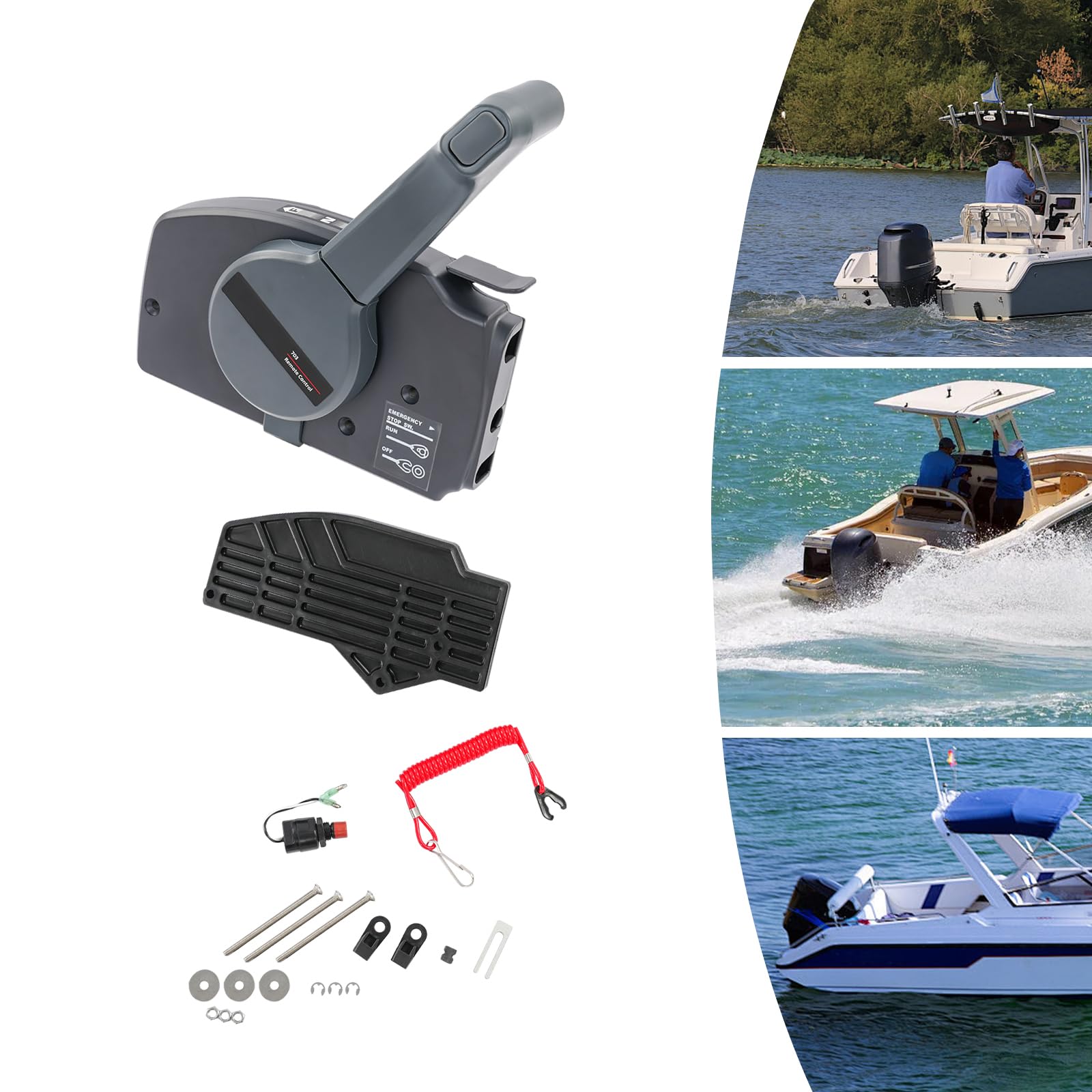 Outboard Remote Control Bo – Mando a distancia para YAMAHA 2 tiempos 40 – 85 CV – Controlador de proa inversa para barcos – Incluye amortiguación de gas – para patrones de barco y pescadores