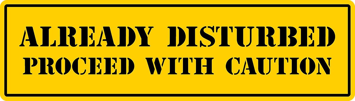 Already Disturbed Proceed with Caution 2pack, Funny, Humorous, Joke, I Make Decals®, 1 inch x 3 inch, Hard Hat, Phone, Tool, Lunch, Box, Vinyl, Decal, Sticker