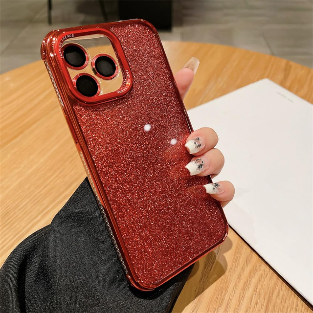 Housse de luxe pour iPhone 13 Pro Max transparente avec finition armure en verre rouge - 8