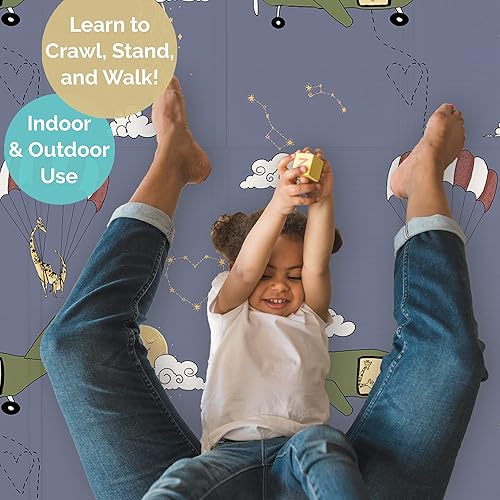 Miniatura 6 de JumpOff Jo Alfombra de juego para bebés, alfombra de juego grande de espuma plegable para bebés, bebés, niños pequeños, impermeable, doble cara (70