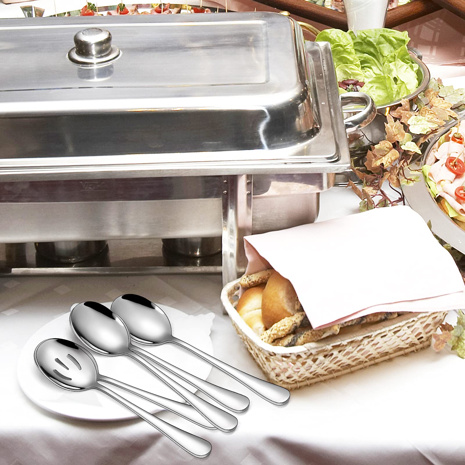 12 Edelstahl-Servierlöffel Set, 21,6 Cm, Spülmaschinenfest, Für Buffet & Feiern