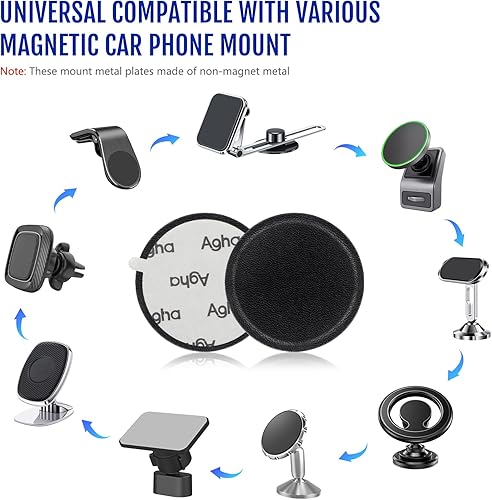 Miniatura 5 de FYY Placa de metal de montaje con adhesivo para cuna magnética, paquete de 8 calcomanías de metal de repuesto universales de lujo, compatibles con