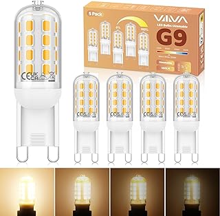 G9 LED Light Bulbs Dimmable 5W - 5Pcs, Warm White 3000K, 500LM, Equivalent to 45W G9 Halogen Bulb, Energy Saving Bulb, CRI>80, 360° Beam Angle, No Flicker, for Home Lighting, Crystal Chandelier