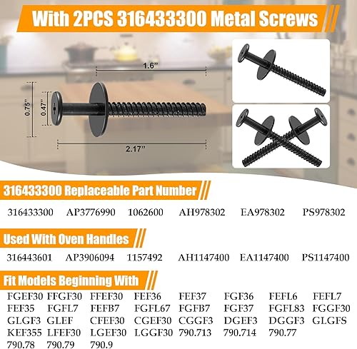 Miniatura 4 de Reemplazo de manija de puerta de horno 316443601 mejorada compatible con Kenmore Frigidaire Electrolux estufa eléctrica de horno (incluye 2