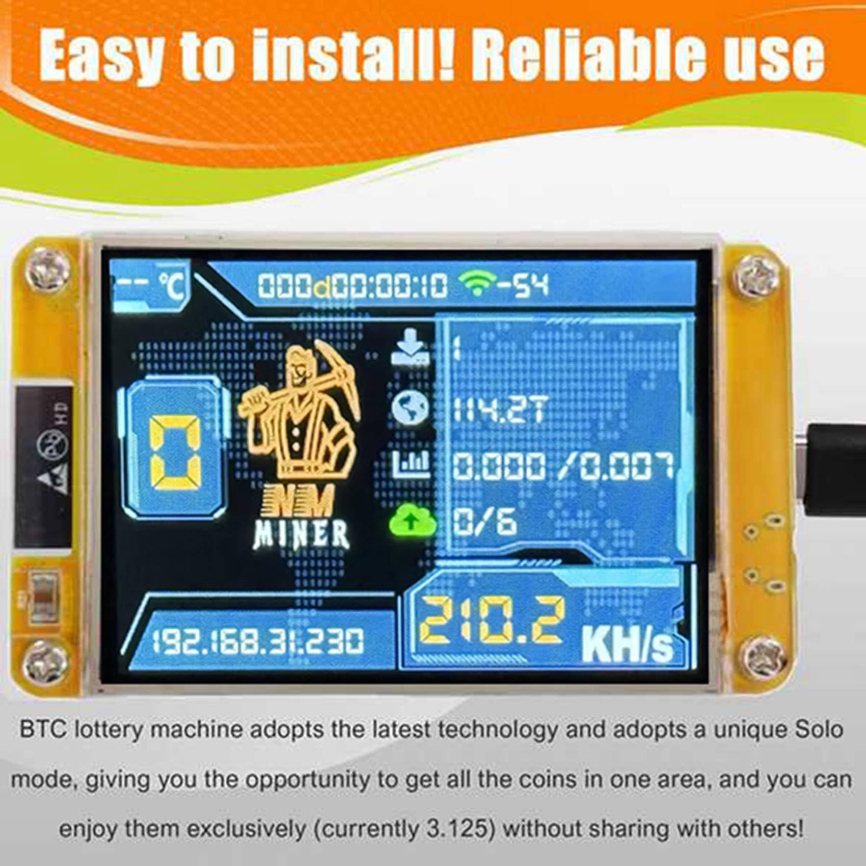 4X 235KH/S Bitcoin Crypto Solo Lottery Miner 2,8 Smart Display mit Acrylschale Verbesserter