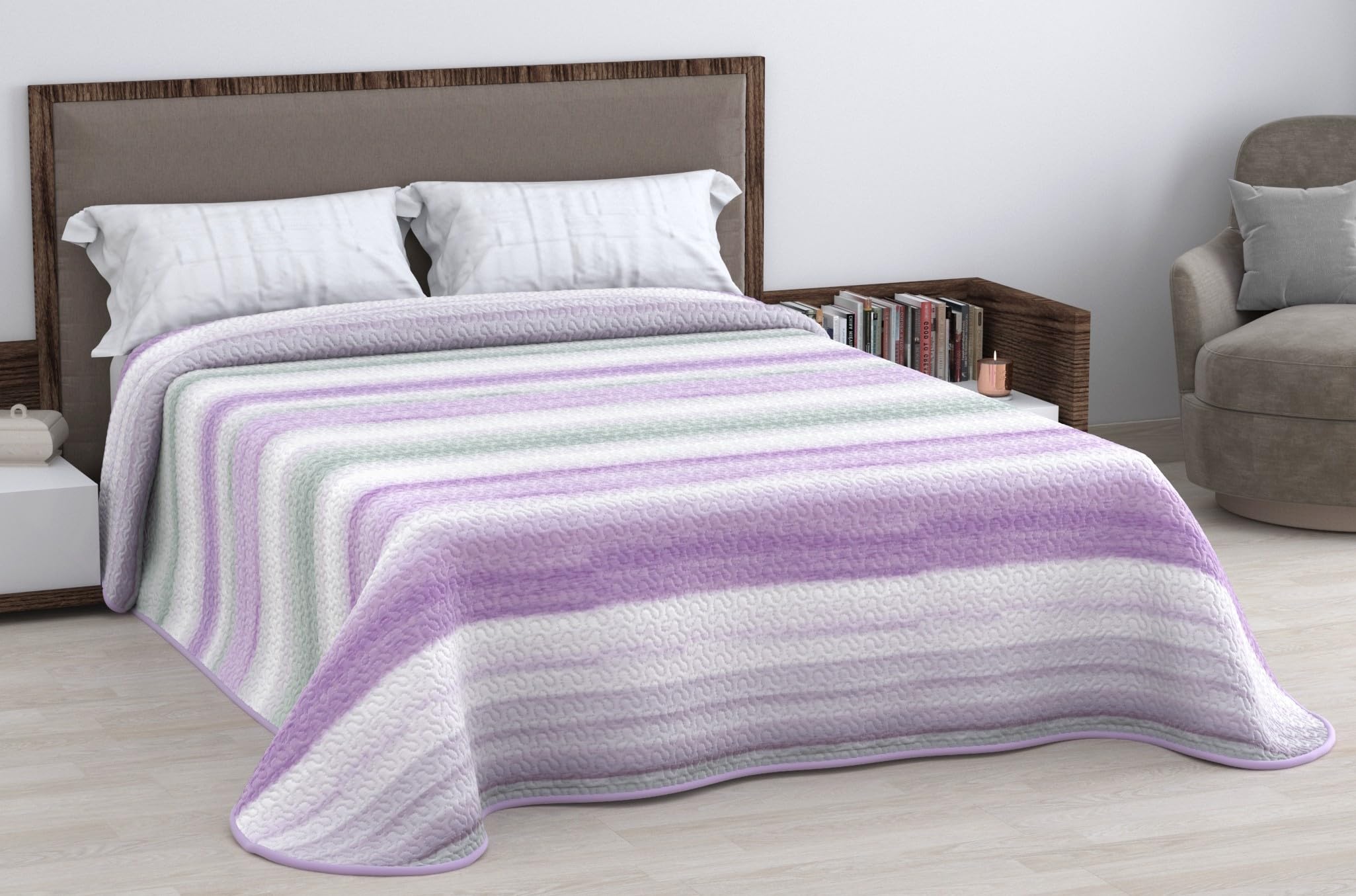 HM'S HOME'SECRET Colcha Bouti Estampada de 100% Microfibra Suave - Variedad de Diseños y Tamaños (Liso Gris, Cama 150cm) — view 31