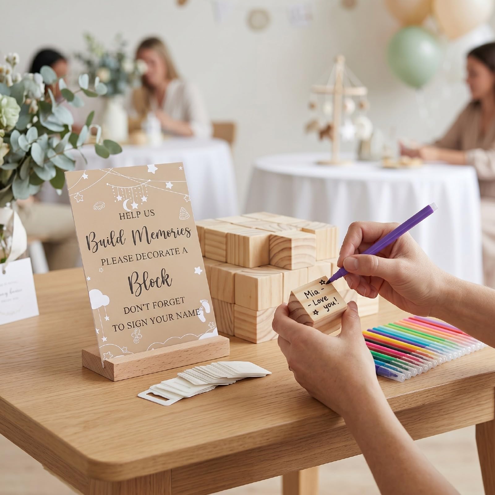 Generic 147 Sztuk DIY Drewniany Zestaw Gier na Baby Shower Party Kreatywna Dekoracja Zabawa dla Dzieci i Rodziców Solidne Materiały