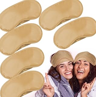 6 Pack Blindfold Eye Mask Cover Sleep Mask for Party Games Travel Sleep Team Build Party Supply with Adjustable Strap for Women Men Kids, Beige