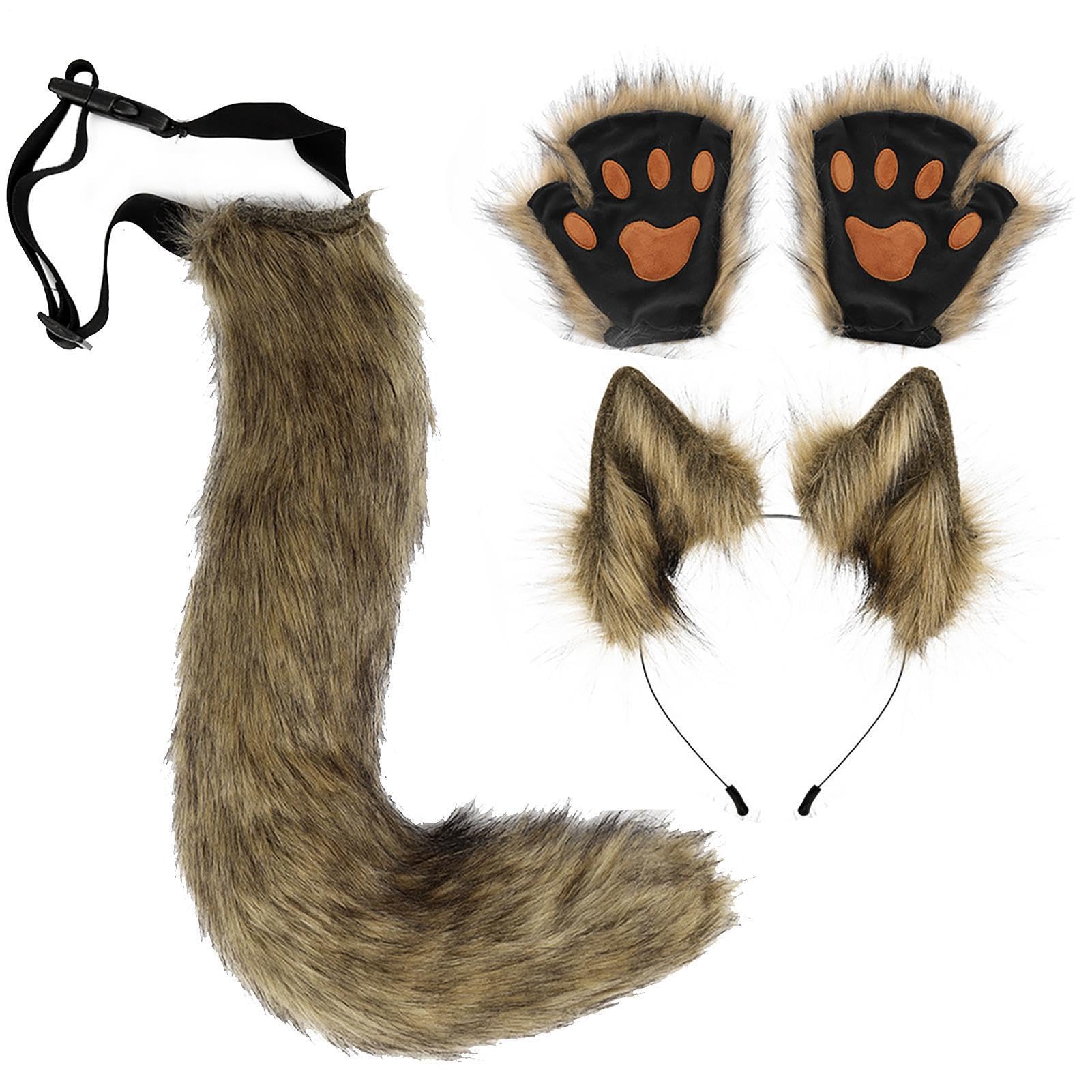 Costume Halloween Outfit Realistico Morbido E Comodo | Set Cosplay Animali Guanti Coda Orecchie Per Feste Di Compleanno, Sfide Di Personaggi, Sfilate, Balli In Maschera, Fidanzata