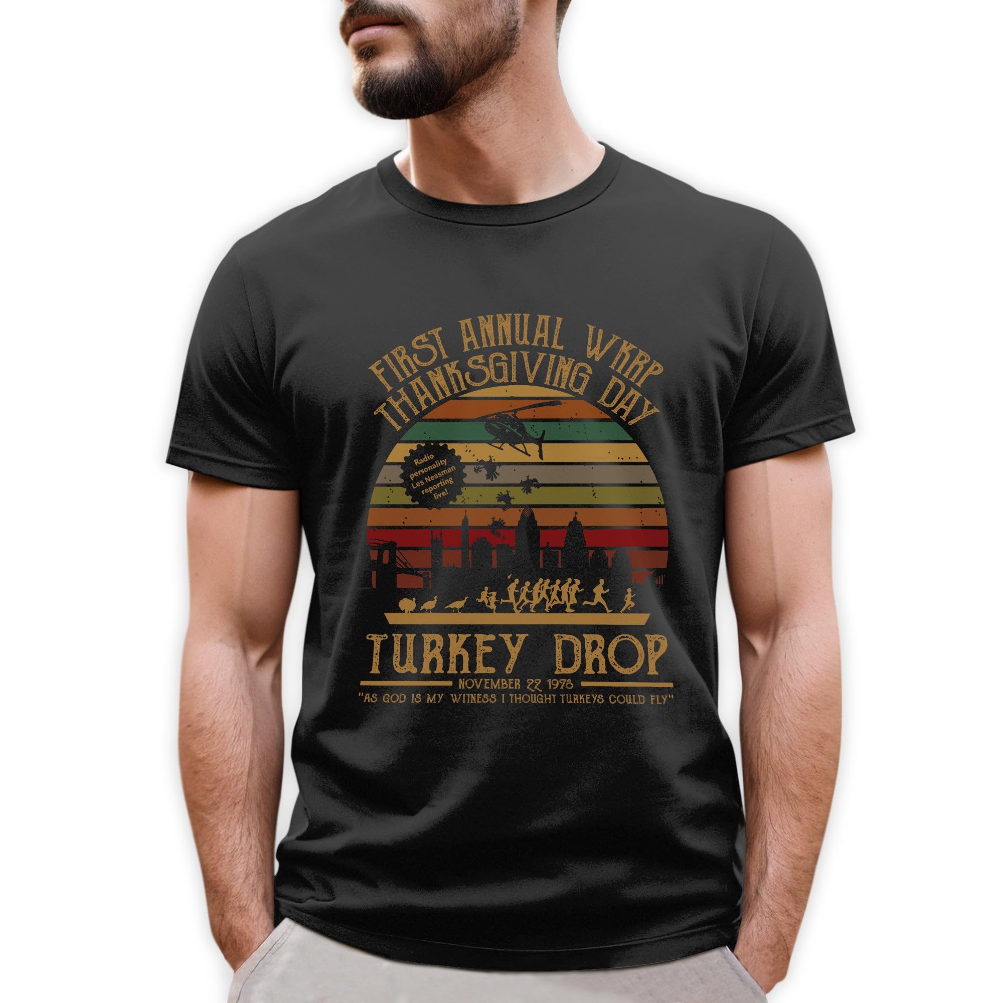 First Annual WKRP Thanksgiving Day Turkey Drop Tshirt - Thanksgiving Day T-Shirt - Gifts for Thanksgiving Day