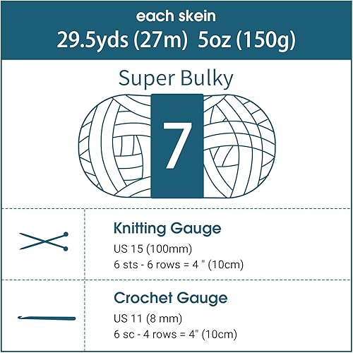 Vista 146 de HOMBYS Hilo de felpilla grueso verde salvia para tejer a mano, esponjoso, suave, jumbo, hilo súper voluminoso para manta gruesa, hilo para tejer