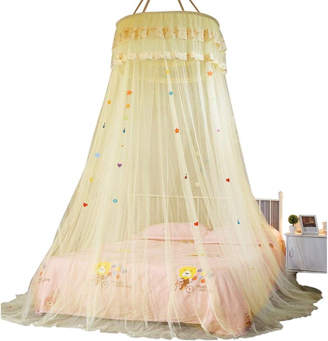 Enmnm 蚊帳 天蓋カーテン モスキートネット お姫様気分 オシャレ 円柱形 吊り下げ かや フック付き プリンセス ベッド インテリア かわいい レース快適な安眠へ 取り付け簡単 イエロー Faz Co Zm Enmnm 蚊帳 天蓋カーテン モスキートネット お姫様気分 オシャレ 円柱形 吊り下げ かや フック付き プリンセス ベッド インテリア かわいい レース快適な安眠へ 取り付け簡単 イエロー Faz Co Zm