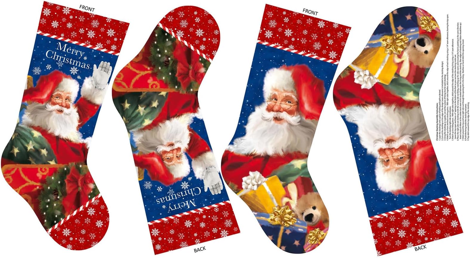 Quality Sewing Fabric – 24 Fabric Panel | Christmas TWAS The Night Santa Claus Stockings
