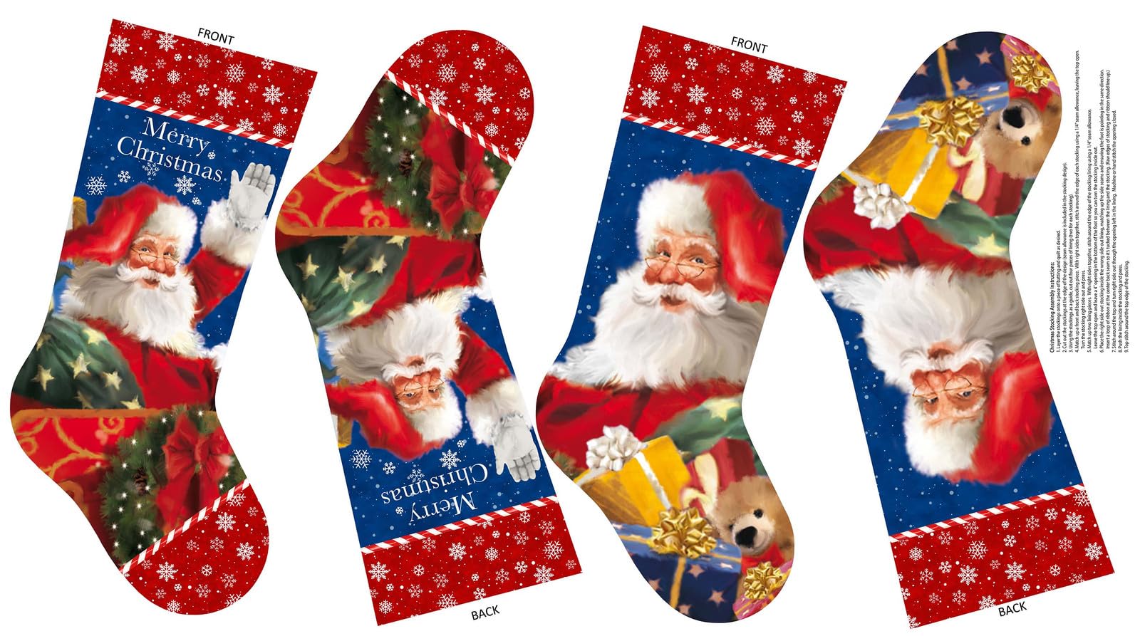 Quality Sewing Fabric – 24 Fabric Panel | Christmas TWAS The Night Santa Claus Stockings