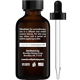 Brooklyn Botany Lemongrass Essential Oil - 100% Pure and Natural - Premium Grade Oil with Dropper - for Aromatherapy and Diffuser - 1 Fl Oz