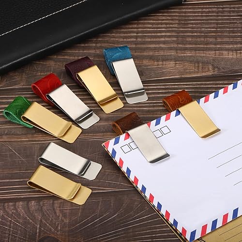 Miniatura 5 de PATIKIL Clip para bolígrafo para cuaderno, cuaderno de viaje de cuero, portalápices de manga tallada con clip de acero inoxidable, color verde