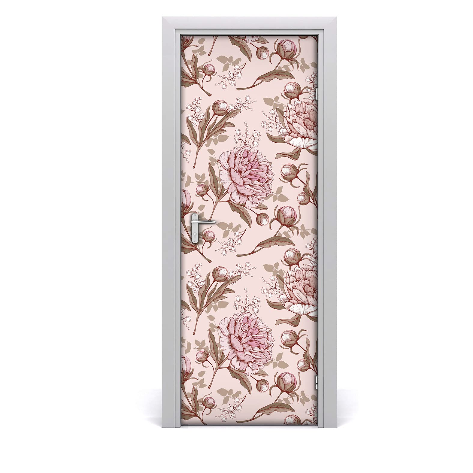 Autocollant de porte étiquette imperméable pivoines 70x200