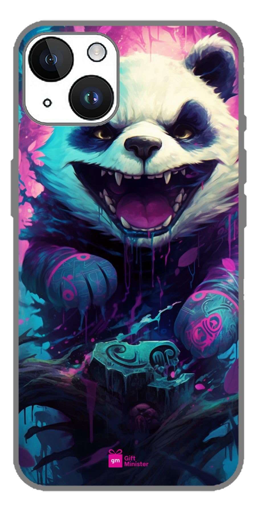 Gift Minister Silicone Designer Cover For Apple Iphone 14 Midnight Bluecase - Mad Cheshire Panda Cyan Brown Image Graffiti Beige Aquamarine Camera Protection Comfortable Grip Flexible Clear 1Pcs 1695V