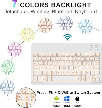 IVEOPPE for iPad 11th 10th Generation Case with Keyboard, 7 Colors Backlit Wireless Detachable Bluetooth Keyboard for iPad 11-inch A16 2025 10th Gen 10.9 Inch 2022, Flip Stand Case,Grey