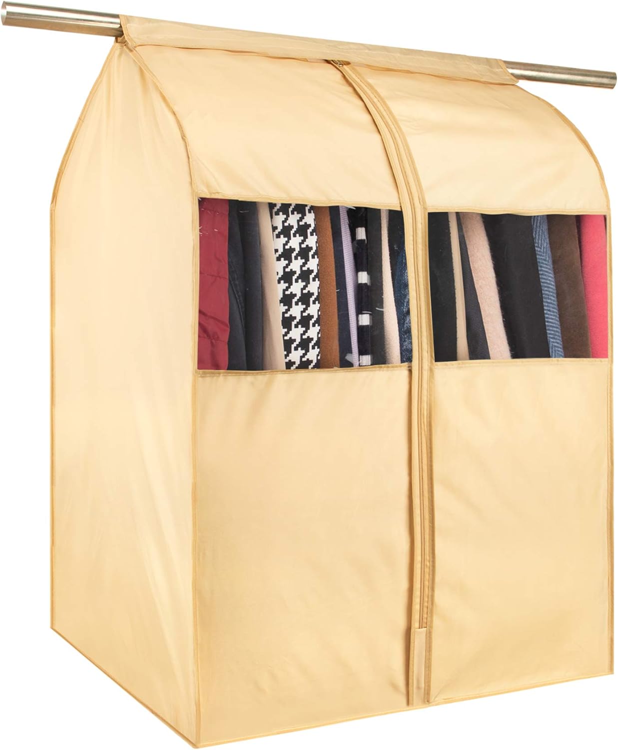 Tsing Moth Proof Garment Bags Garment Covers 420D Oxford Fabric Garment Bags for Closet Storage PVC Windows Closet Garment Protector Bags Overcoat Clothing Bags Storage Hanging-Beige-32''W 23''D 43''H : Home & Kitchen